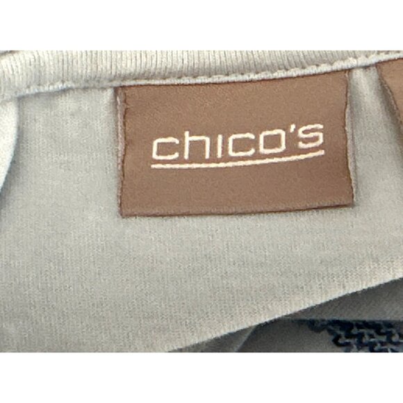 Chicos Light Blue Green Sequin Striped Long Sleeve Top Blouse Size 3 - Picture 5 of 12